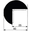 Profil de protection angulaire mousse PUR intégrale type A rond Ø40mm angle 25mm noir